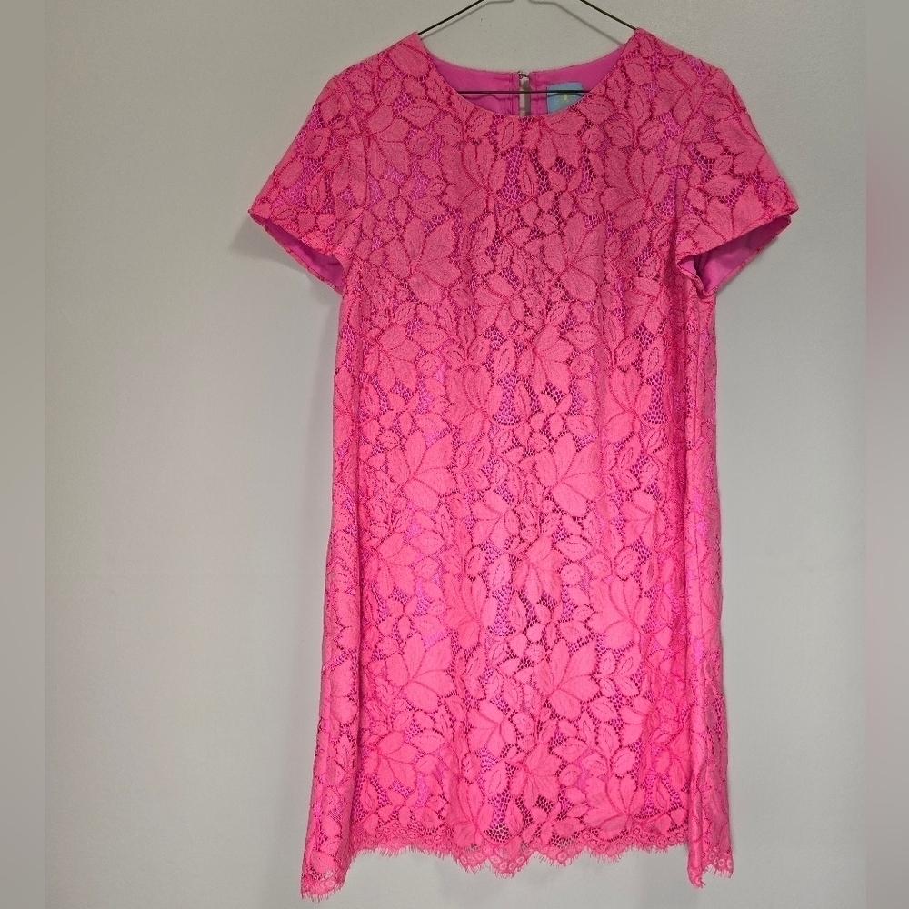 CeCe lace dress color hot pink size 8